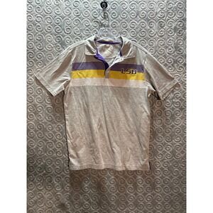 Colosseum LSU Tigers Mens Polo Shirt Gray Purple Yellow Athletic‎ Size M